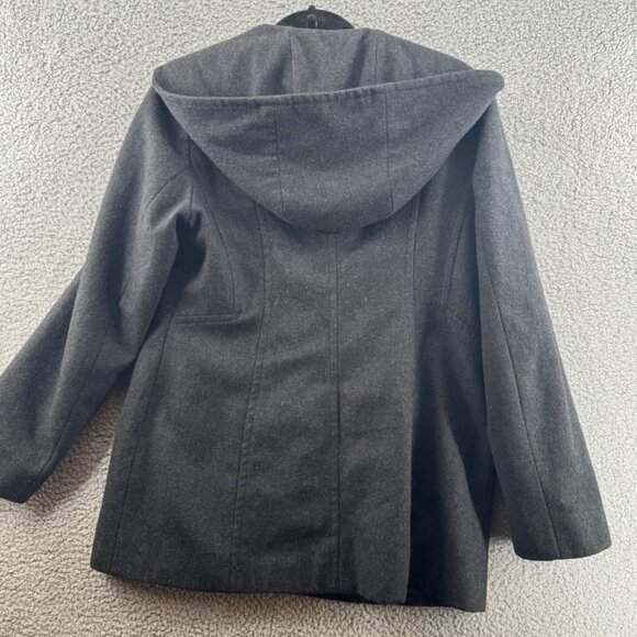 Jason Kole Womens Wool Blend Hooded Peacoat Size Medium - Picture 2 of 7